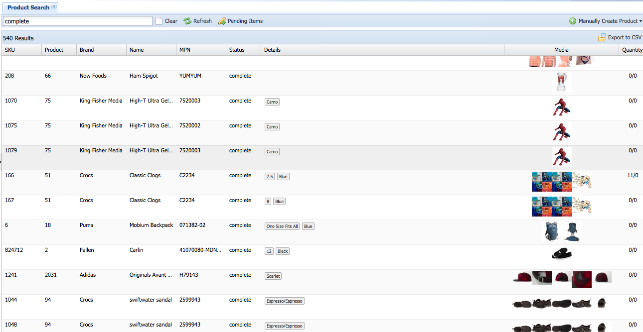 Screenshot of RetailOps Product Information Management System