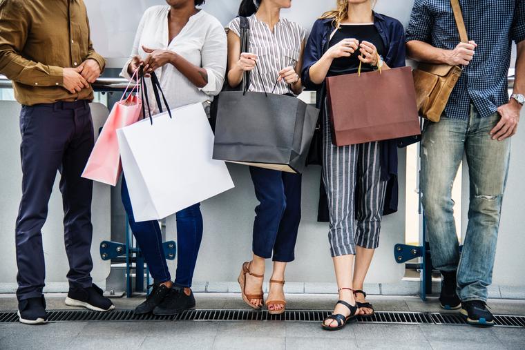 People holding shopping bags